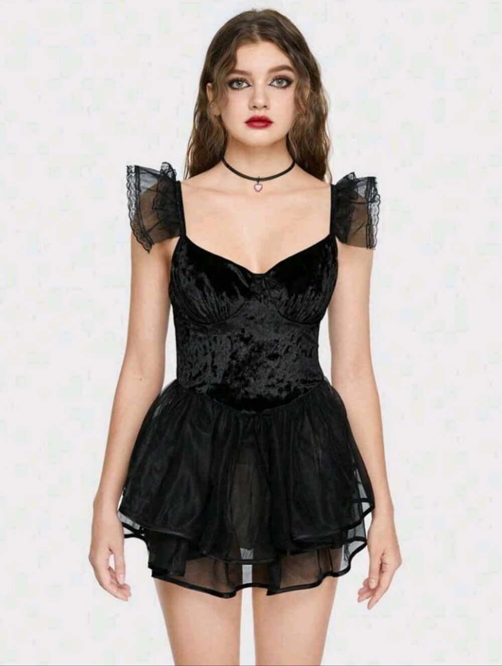 Gothic dress and underwear.